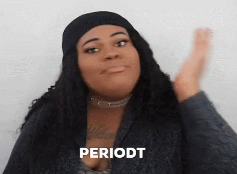 Woman Wearing Headband and Choker Saying Periodt