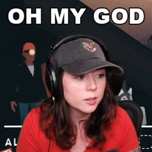 Woman Wearing Headphones and Hat Says Oh My God