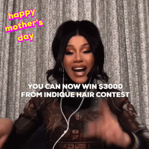 Woman Wearing Headphones Saying Happy Mother's Day GIF