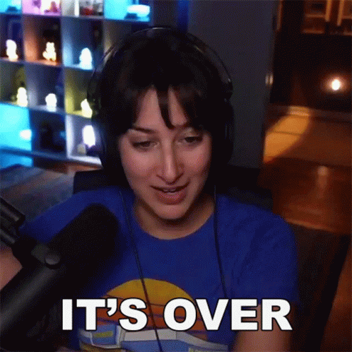 Woman Wearing Headphones Saying Its Over