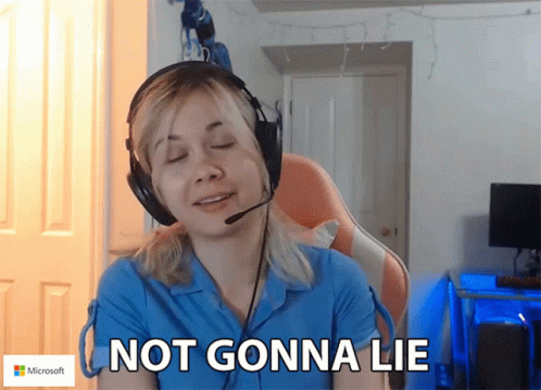 Woman Wearing Headphones Saying Not Gonna Lie