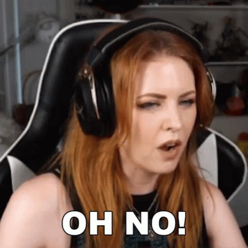 Woman Wearing Headphones Saying Oh No