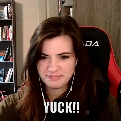 Woman Wearing Headphones Saying Yuck