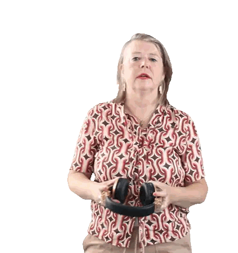Woman Wearing Headphones with S