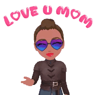 Woman Wearing Heart-Shaped Sunglasses Love U Mom