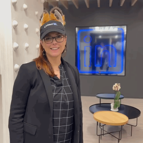 Woman Wearing LinkedIn Hat