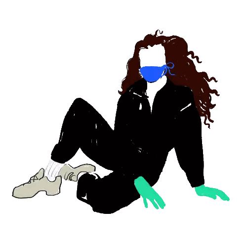Woman Wearing Mask and University Shirt