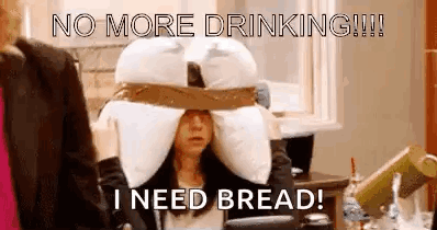 Woman Wearing Pillow Saying No More Drinking