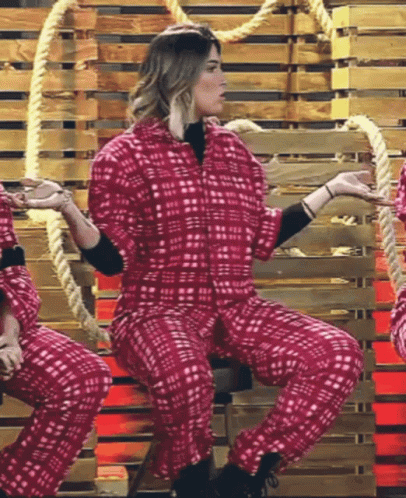 Woman Wearing Red Checkered Pajama GIF