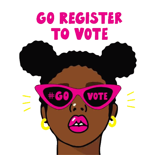 Woman Wearing Sunglasses Saying Go Vote