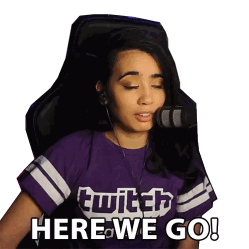 Woman Wearing Twitch Here We Go T-Shirt