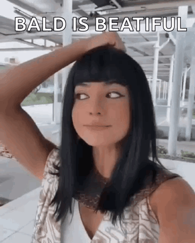 Woman Wearing Wig Taking Selfie