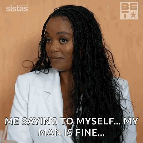 Woman White Jacket Says My Man is Fine