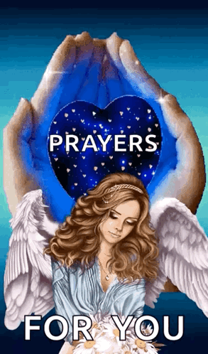 Woman With Angel Wings Holding Heart Saying Prayers for You
