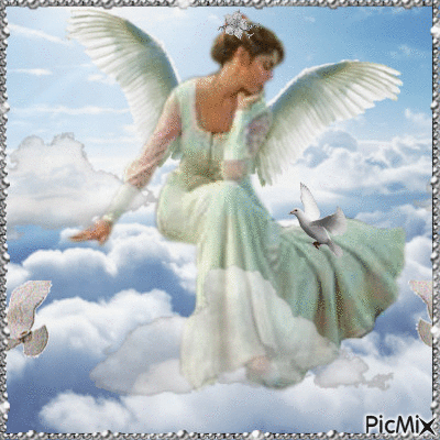 Woman With Angel Wings on Cloud