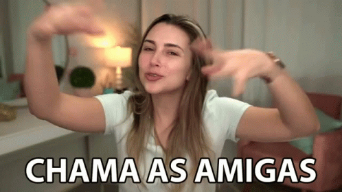Woman With Arms Outstretched Chama As Amigas GIF