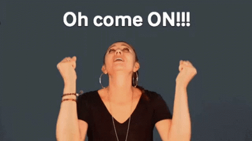 Woman With Arms Up Saying Oh Come On GIF