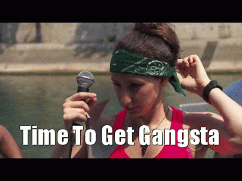 Woman With Bandana Holding Microphone Time to Get Gangsta