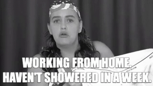 Woman With Bandana Working From Home Haven't Showered in a Week