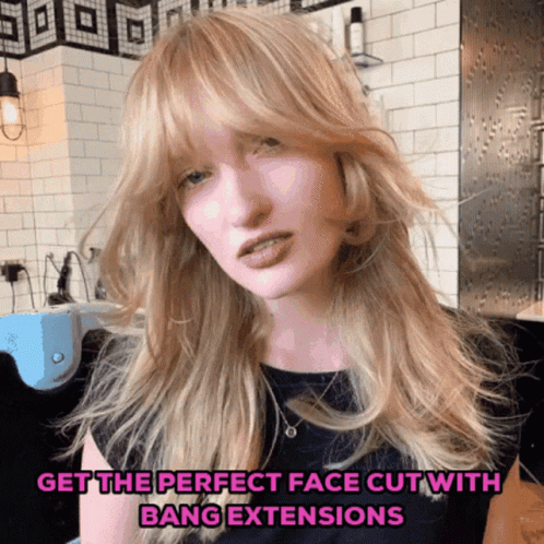 Woman With Bangs Get Perfect Face Cut GIF