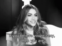 Woman With Believe You're Sexy Text GIF