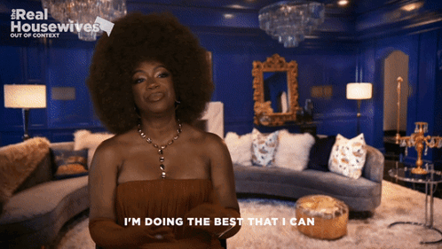 Woman with Big Afro Saying I'm Doing the Best That I Can
