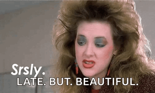 Woman With Big Haircut Makeup Running Late GIF