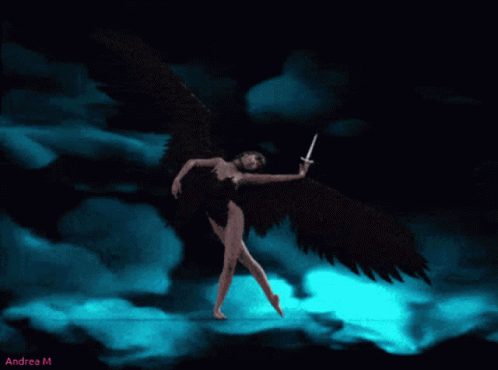 Woman With Black Wings and Sword by Andrea M
