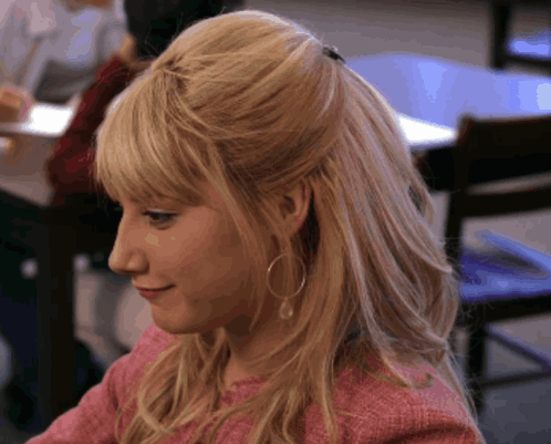 Woman With Blonde Hair And Hoop Earrings GIF