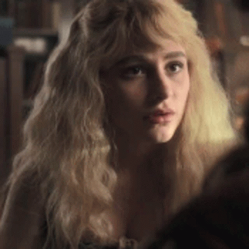 Woman With Blonde Hair Looking At Man GIF