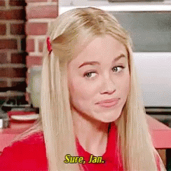 Woman with Blonde Hair Saying Sure Jan