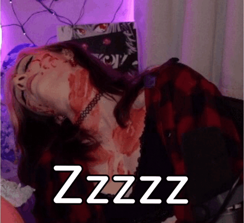 Woman with Blood on Face Sleeping