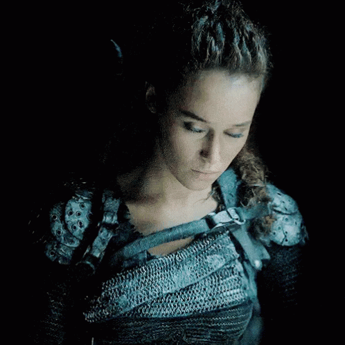 Woman With Blue Eyes in Chain Mail Armor