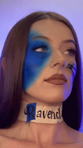 Woman With Blue Face Paint and Ravenclaw Choker