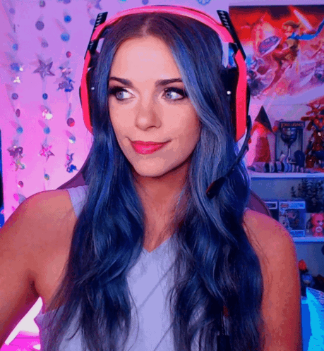 Woman with Blue Hair and Headphones