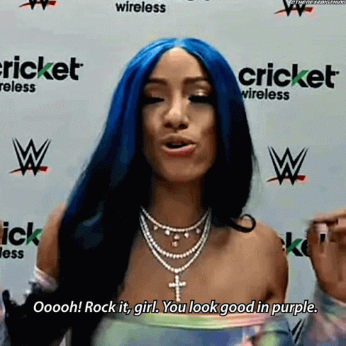 Woman With Blue Hair at Cricket Wireless Wall