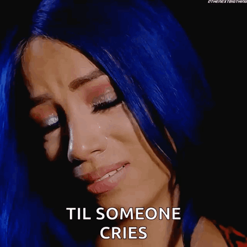 Woman with Blue Hair Crying