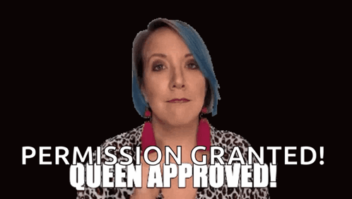 Woman With Blue Hair Making Fist Permission Granted GIF