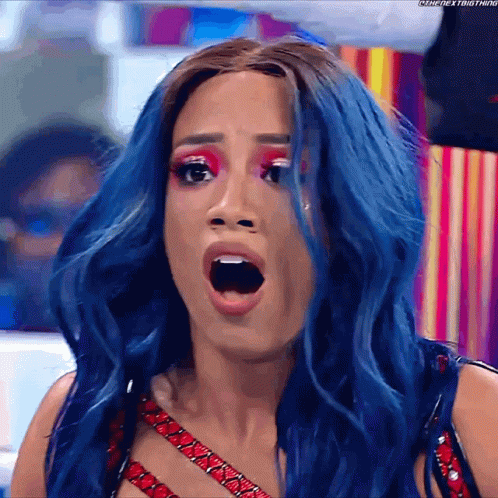 Woman With Blue Hair Making Funny Face