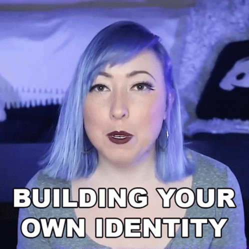 Woman With Blue Hair Saying Building Your Own Identity