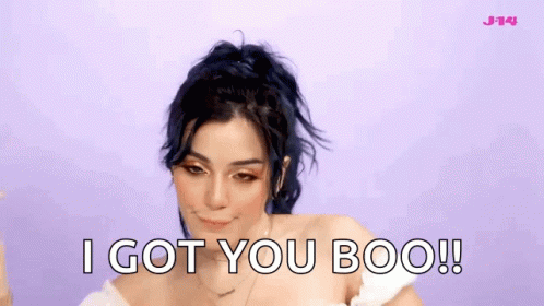 Woman with Blue Hair Saying I Got You Boo