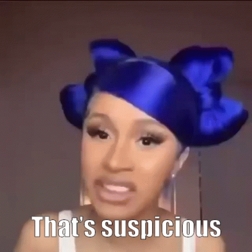 Woman with Blue Hair Saying That's Suspicious