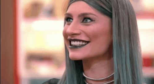 Woman With Blue Hair Smiling