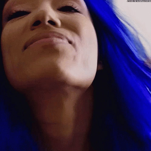 Woman With Blue Hair Smiling