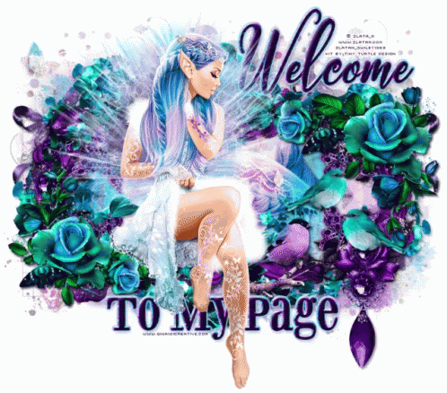 Woman With Blue Hair Welcome To My Page GIF