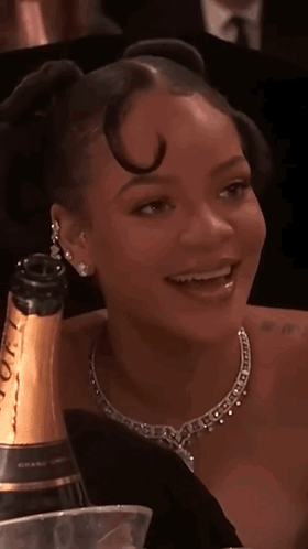 Woman With Bottle Of Moet Champagne GIF