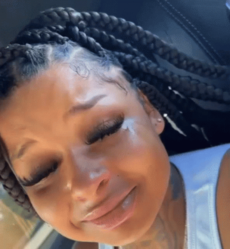 Woman With Braids Crying Eyes Closed Mouth Open