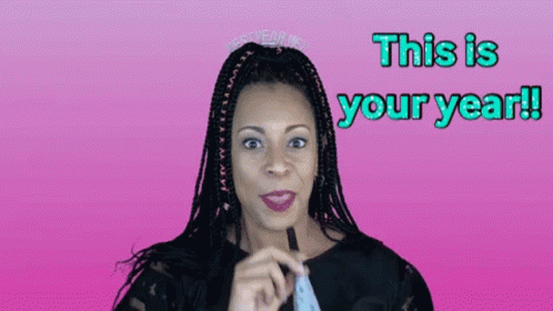 Woman With Braids Making Funny Face Saying This Is Your Year