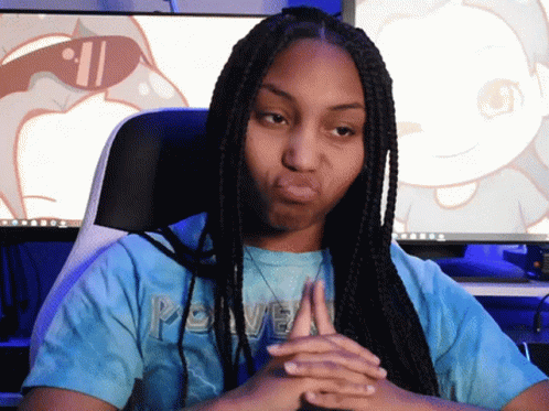 Woman With Braids Wearing Blue Shirt Power