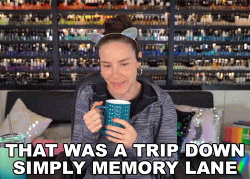 Woman With Cat Ears Holding Coffee Saying Memory Lane GIF